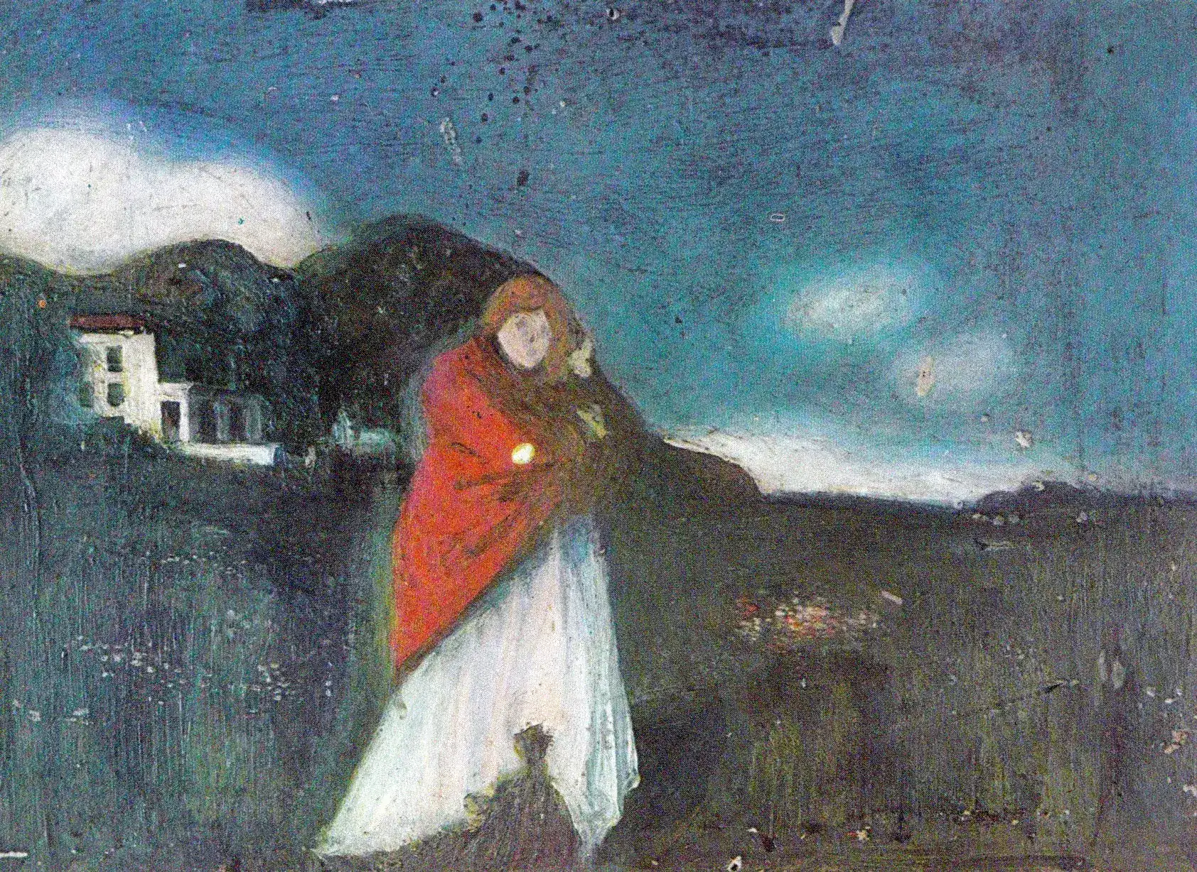 The woman in the red cloak, a painting by Lascăr Vorel