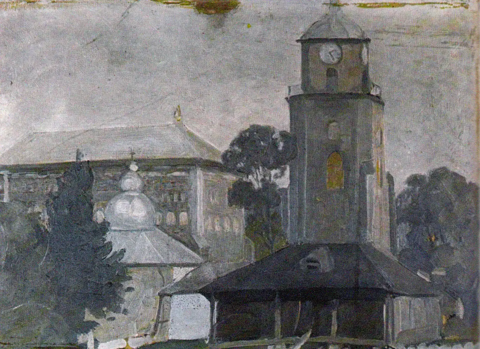 The Tower of St John in Piatra-Neamț, a painting by Lascăr Vorel